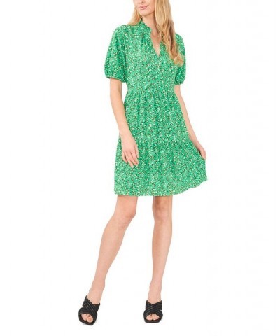 Women's V-neck Baby Doll Ditsy Floral Dress Soft Emerald $46.53 Dresses