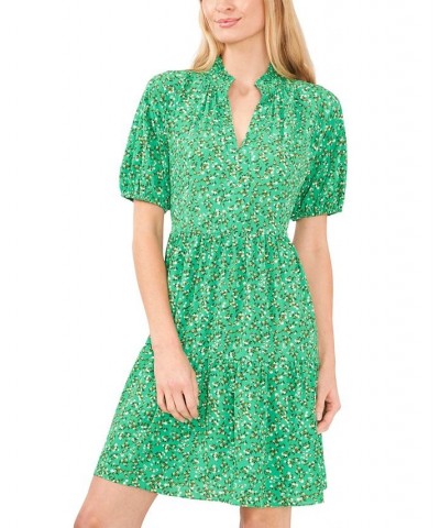 Women's V-neck Baby Doll Ditsy Floral Dress Soft Emerald $46.53 Dresses