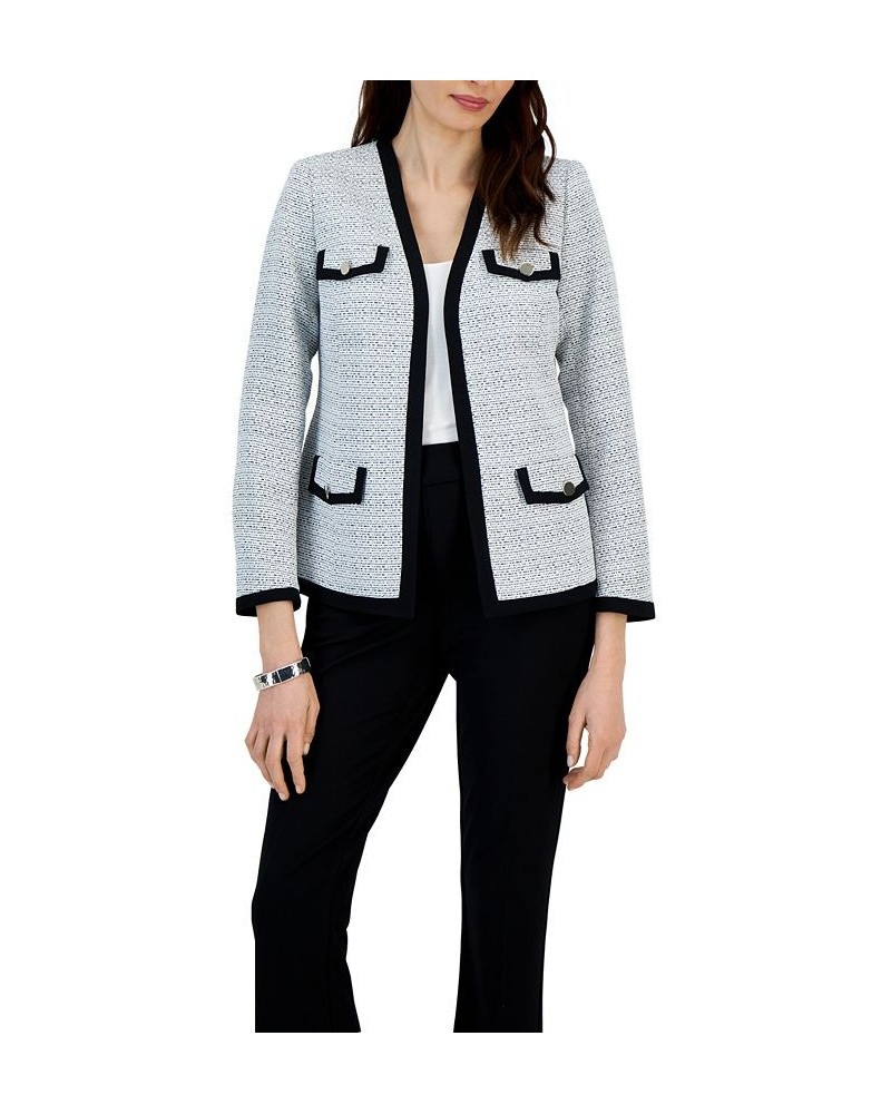 Petite Tweed Collarless Open-Front Blazer Lily White $70.03 Jackets