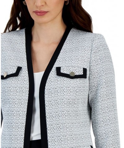 Petite Tweed Collarless Open-Front Blazer Lily White $70.03 Jackets