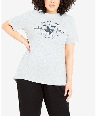 Plus Size Print Top Heartbeat Gray Marle $30.68 Tops