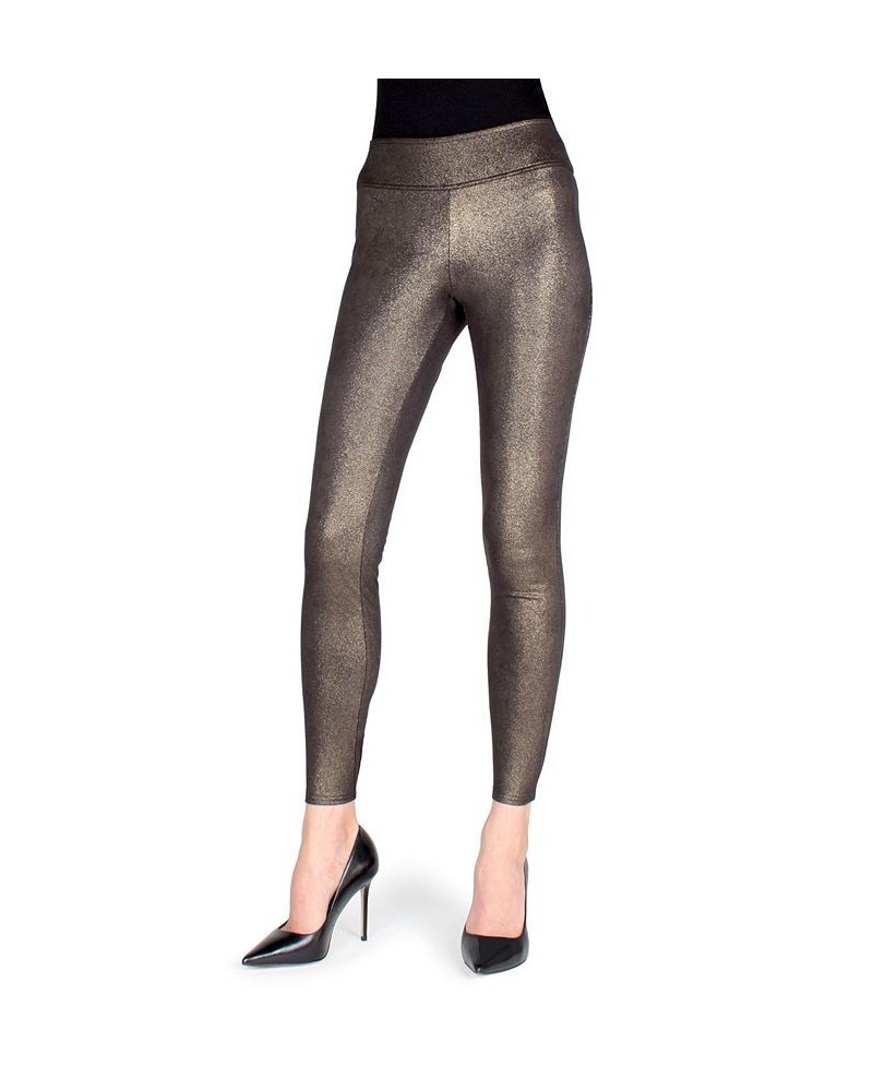 Metallic Sheen Shaping Women's Leggings Black/gold $36.04 Pants