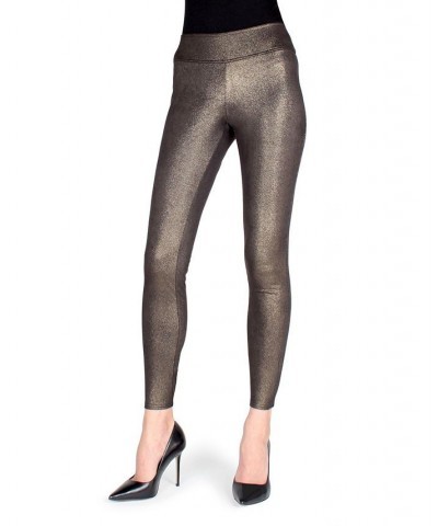 Metallic Sheen Shaping Women's Leggings Black/gold $36.04 Pants