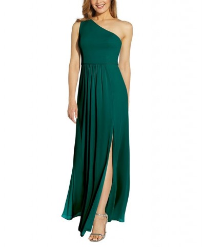 One-Shoulder Chiffon Gown Green $44.70 Dresses