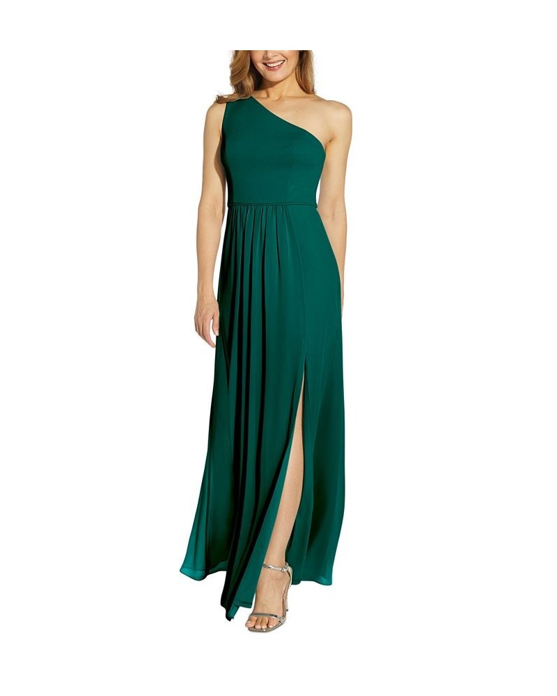 One-Shoulder Chiffon Gown Green $44.70 Dresses