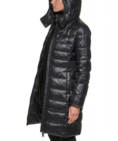 Women's Shine Hooded Packable Puffer Coat Black $70.50 Coats