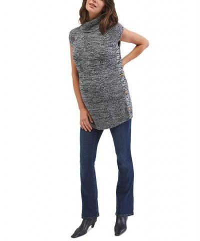 Side-Button Turtleneck Maternity Vest Grey Marled $29.44 Sweaters