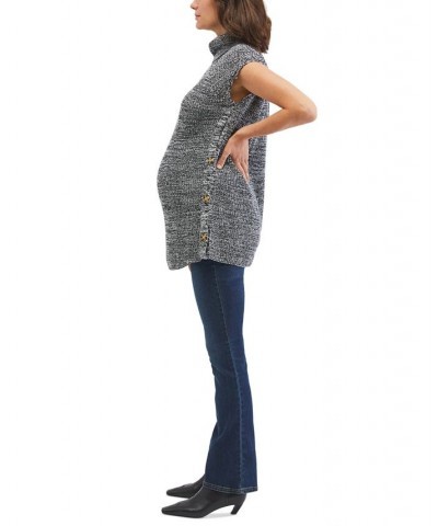 Side-Button Turtleneck Maternity Vest Grey Marled $29.44 Sweaters