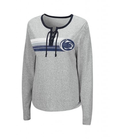 Women's Heathered Gray Penn State Nittany Lions Sundial Tri-Blend Long Sleeve Lace-Up T-shirt Heathered Gray $22.00 Tops