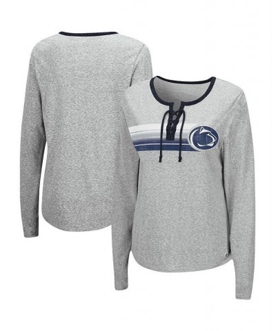 Women's Heathered Gray Penn State Nittany Lions Sundial Tri-Blend Long Sleeve Lace-Up T-shirt Heathered Gray $22.00 Tops