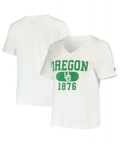 Women's White Oregon Ducks Intramural Boyfriend Tri-Blend V-Neck T-shirt White $24.74 Tops