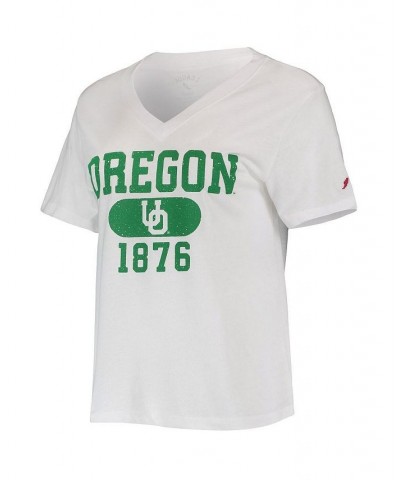 Women's White Oregon Ducks Intramural Boyfriend Tri-Blend V-Neck T-shirt White $24.74 Tops