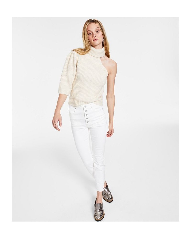 One-Sleeve Turtleneck Sweater Cream $38.27 Sweaters