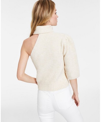 One-Sleeve Turtleneck Sweater Cream $38.27 Sweaters