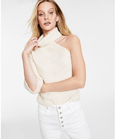 One-Sleeve Turtleneck Sweater Cream $38.27 Sweaters