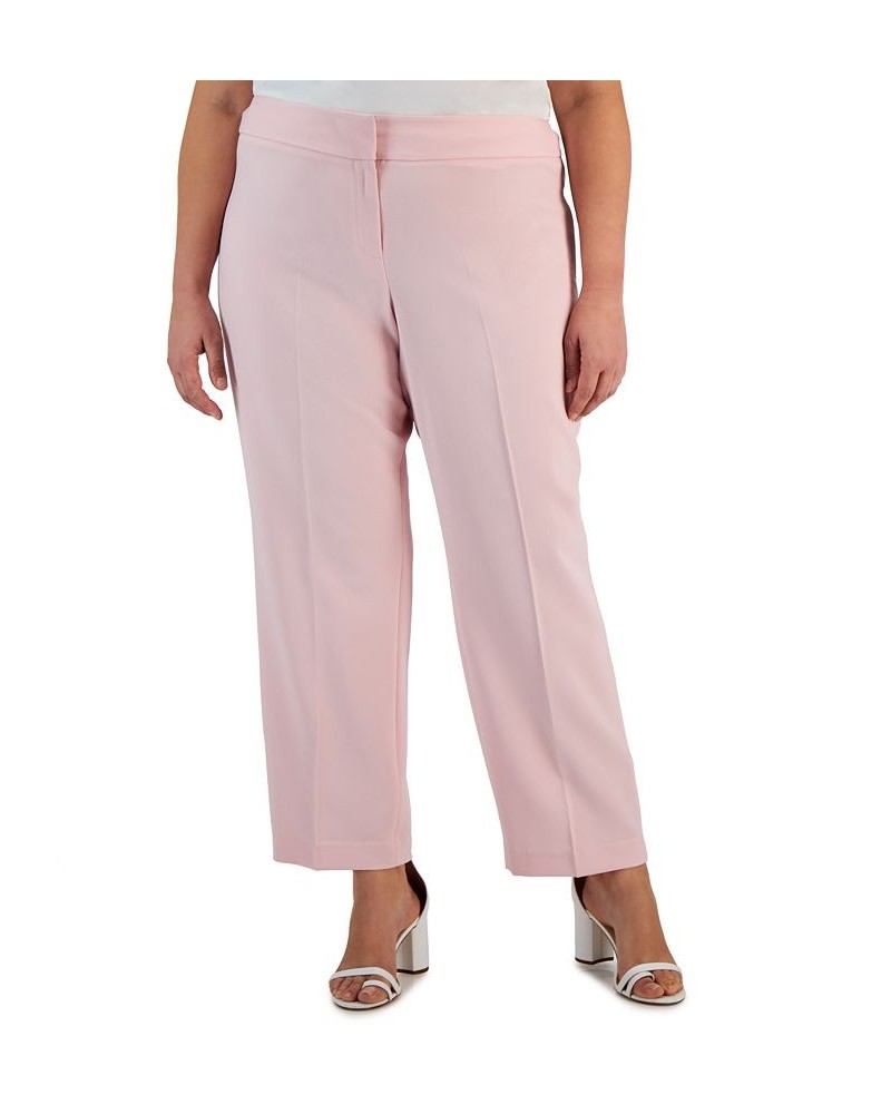 Plus Size Stretch Crepe Mid-Rise Ankle Pants Tutu Pink $29.69 Pants