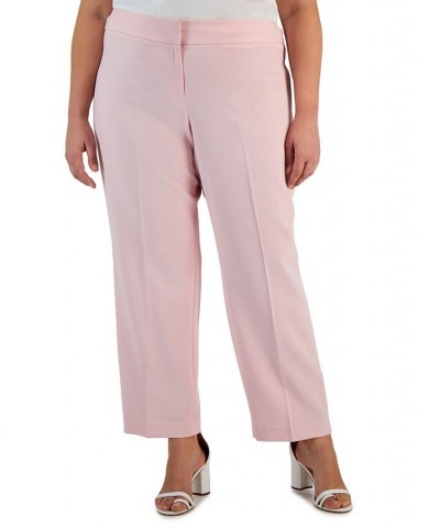 Plus Size Stretch Crepe Mid-Rise Ankle Pants Tutu Pink $29.69 Pants