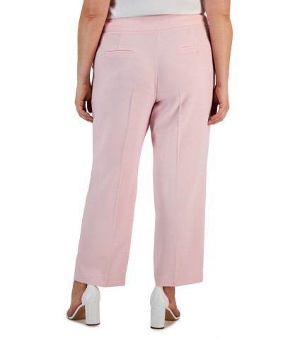 Plus Size Stretch Crepe Mid-Rise Ankle Pants Tutu Pink $29.69 Pants