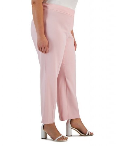 Plus Size Stretch Crepe Mid-Rise Ankle Pants Tutu Pink $29.69 Pants