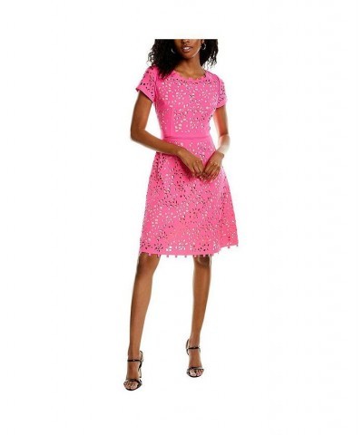 Fit and Flare Laser Cutting Dress Hot Pink/Nude $138.40 Dresses