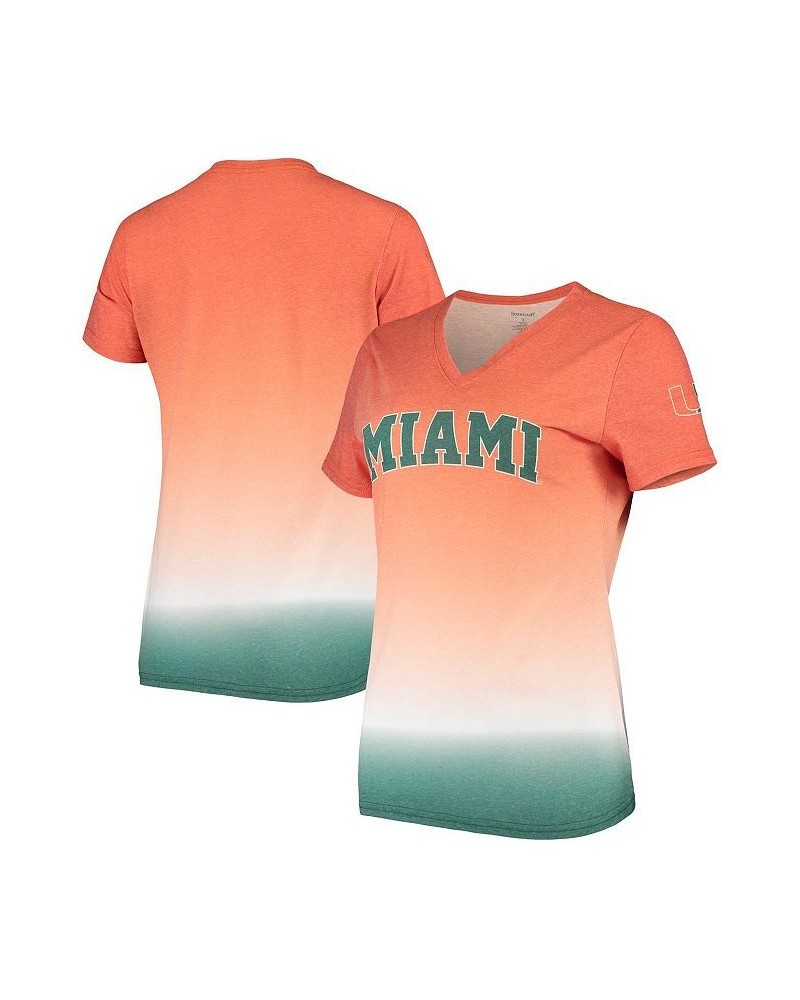 Women's Orange Miami Hurricanes Ombre V-Neck T-shirt Orange $23.84 Tops