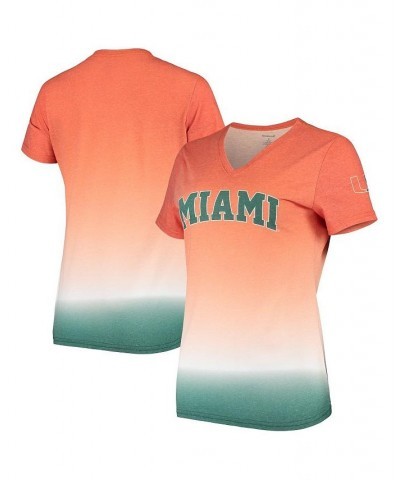 Women's Orange Miami Hurricanes Ombre V-Neck T-shirt Orange $23.84 Tops