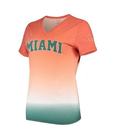 Women's Orange Miami Hurricanes Ombre V-Neck T-shirt Orange $23.84 Tops