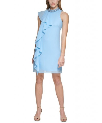 Petite Ruffled Mock-Neck Dress Sky $93.06 Dresses