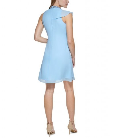 Petite Ruffled Mock-Neck Dress Sky $93.06 Dresses