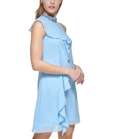 Petite Ruffled Mock-Neck Dress Sky $93.06 Dresses