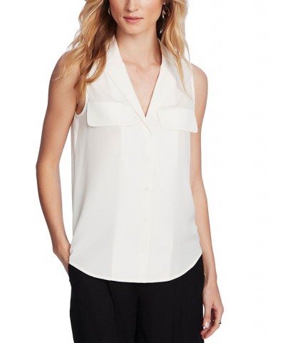 Women's Sleeveless Button-Down Blouse White $39.16 Tops