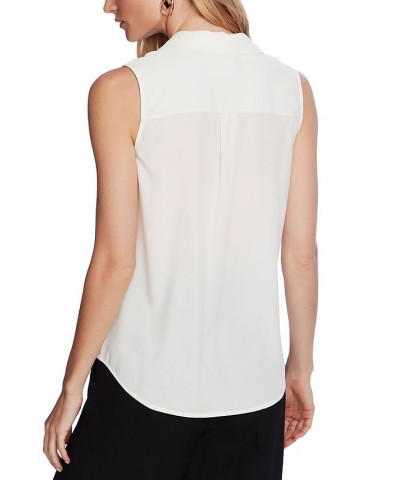 Women's Sleeveless Button-Down Blouse White $39.16 Tops