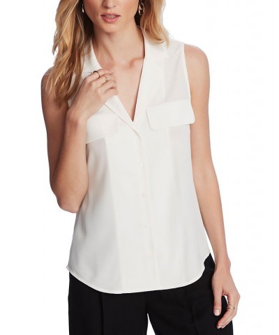 Women's Sleeveless Button-Down Blouse White $39.16 Tops