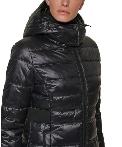 Women's Shine Hooded Packable Puffer Coat Black $70.50 Coats