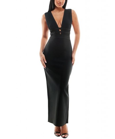 Ribbed-Bodice Cage-Detail Dress Black $47.26 Dresses