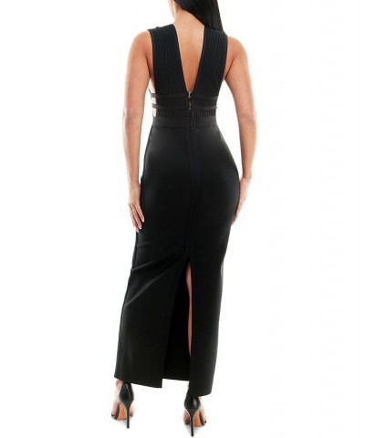 Ribbed-Bodice Cage-Detail Dress Black $47.26 Dresses