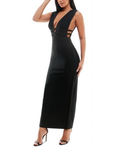 Ribbed-Bodice Cage-Detail Dress Black $47.26 Dresses