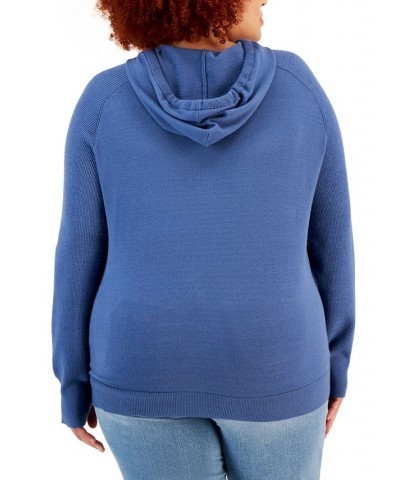 Plus Size Sweater Hoodie Blue $13.38 Sweaters