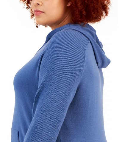 Plus Size Sweater Hoodie Blue $13.38 Sweaters