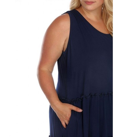 Plus Size Scoop Neck Tiered Midi Dress Blue $27.20 Dresses