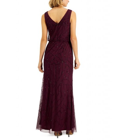 Papell Studio V-Neck Blouson Gown Cassis $69.81 Dresses