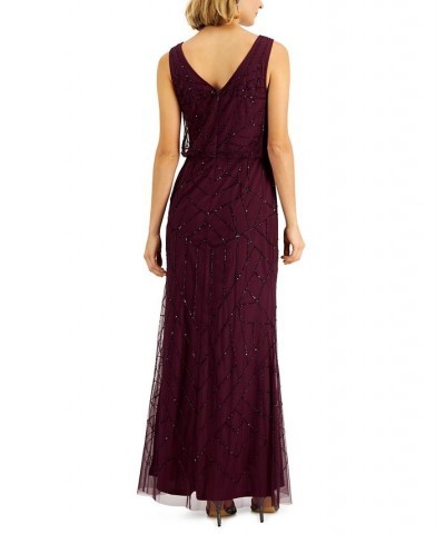 Papell Studio V-Neck Blouson Gown Cassis $69.81 Dresses