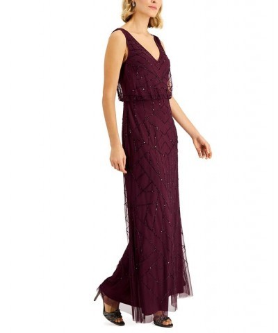 Papell Studio V-Neck Blouson Gown Cassis $69.81 Dresses