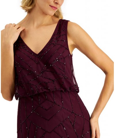 Papell Studio V-Neck Blouson Gown Cassis $69.81 Dresses