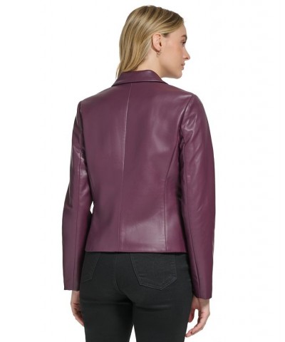 Cropped Faux Leather Button Front Blazer Port $50.85 Jackets