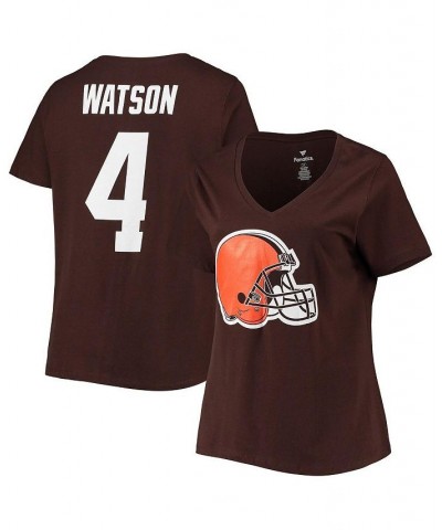 Women's Branded Deshaun Watson Brown Cleveland Browns Plus Size Player Name & Number V-Neck T-shirt Brown $26.51 Tops