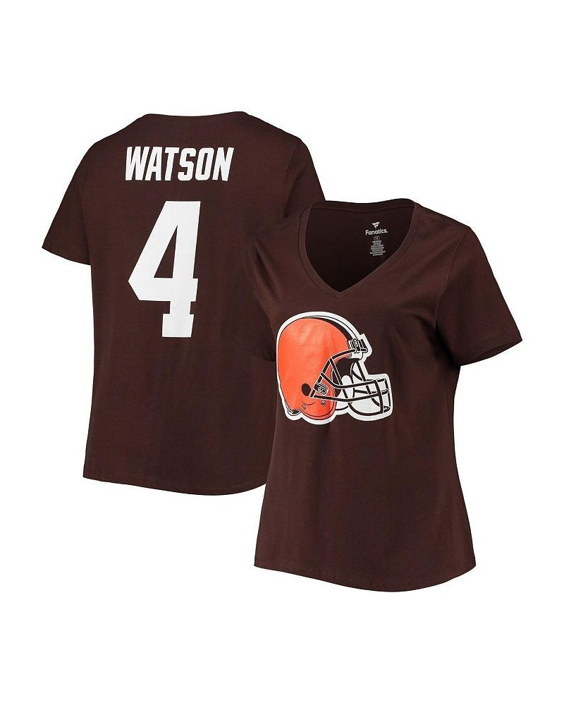 Women's Branded Deshaun Watson Brown Cleveland Browns Plus Size Player Name & Number V-Neck T-shirt Brown $26.51 Tops