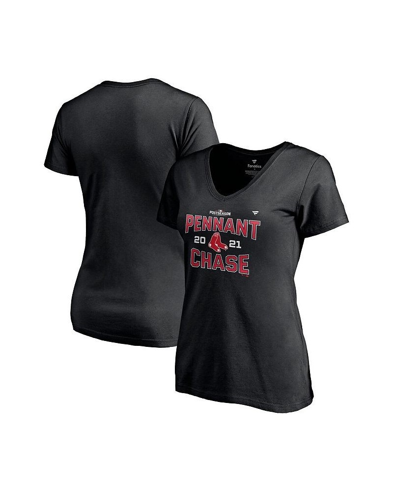 Women's Branded Black Boston Red Sox 2021 Division Series Winner Locker Room Plus Size V-Neck T-shirt Black $21.65 Tops