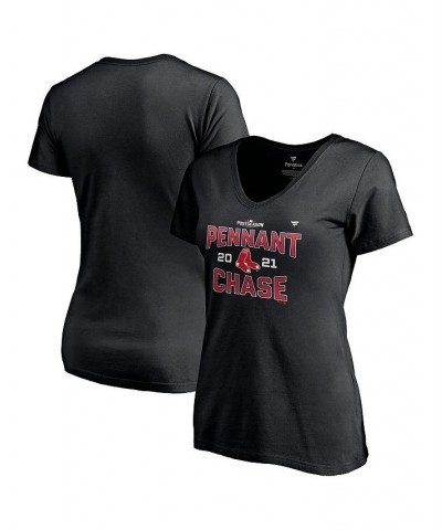 Women's Branded Black Boston Red Sox 2021 Division Series Winner Locker Room Plus Size V-Neck T-shirt Black $21.65 Tops