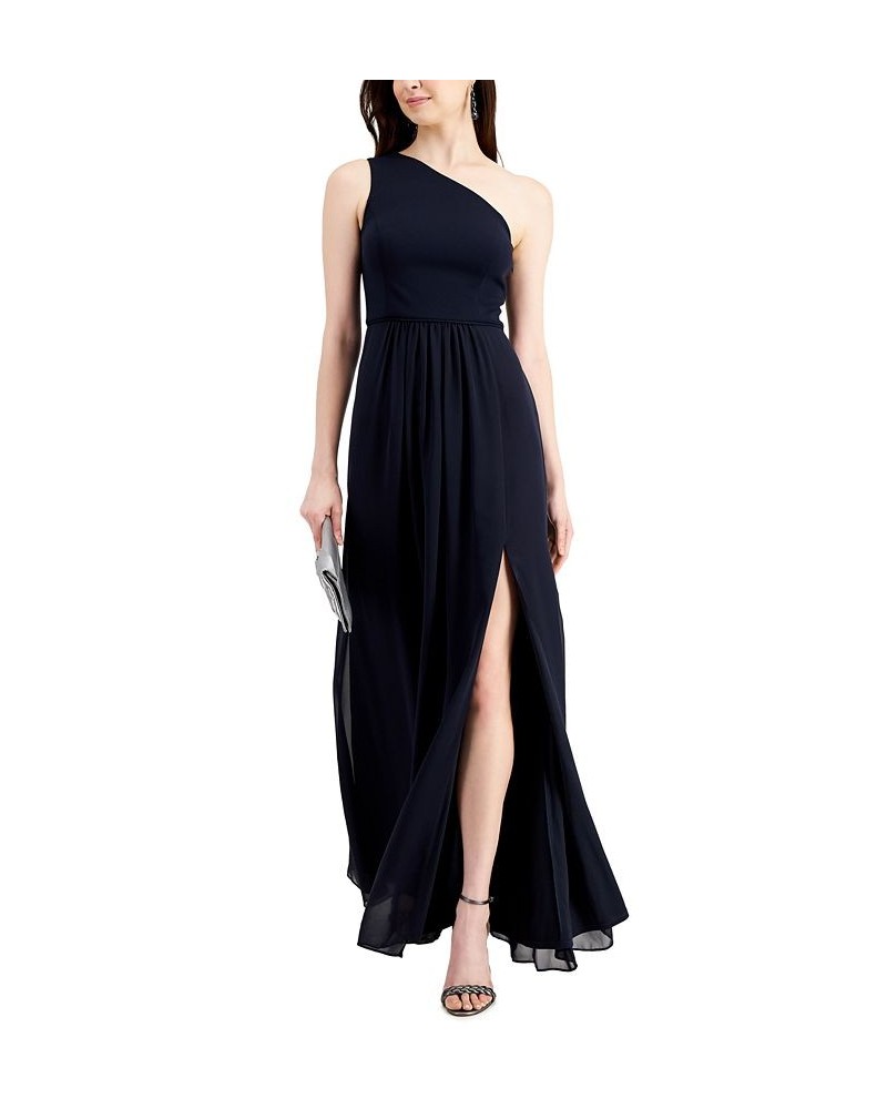 One-Shoulder Chiffon Gown Blue $44.70 Dresses